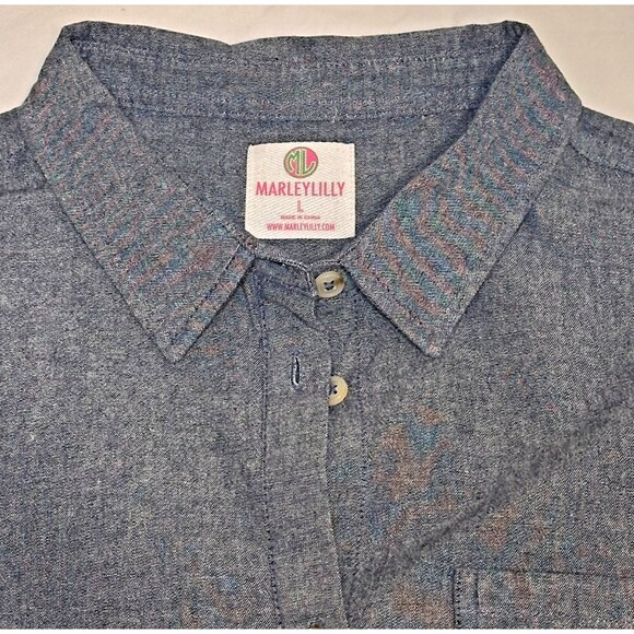 Marley Lilly Women's Button Down Tunic Chambray Large NWOT - Picture 5 of 12